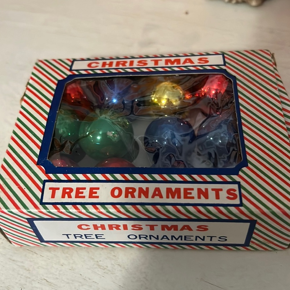 Vintage Santa Land 25mm miniature glass Christmas Ornaments feather tree